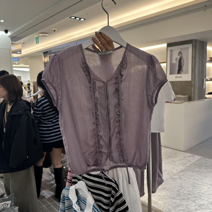 VIVE韓國㊣直郵東大門代購女裝新品人氣25春夏襯衫蕾絲衫荷葉邊VIVE襯衫/蕾絲衫