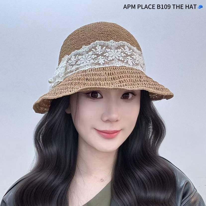 THE HAT-P東大門實拍女士新品休閑25春夏推薦帽子漁夫帽蕾絲THE HAT帽子