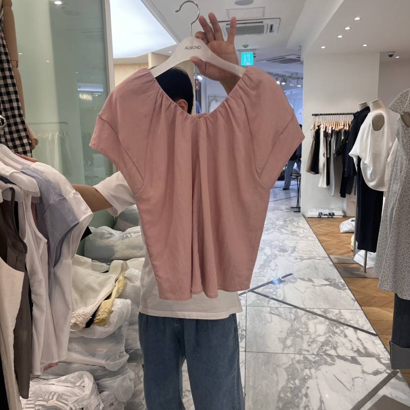 ALMOND直郵韓國代購㊣女裝新品熱賣人氣25春夏休閑襯衫蕾絲衫ALMOND襯衫/蕾絲衫