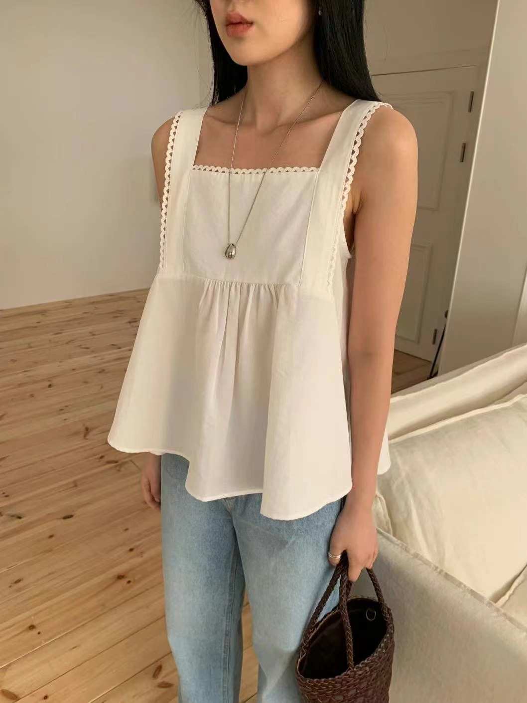 LE BLANC韓國直郵㊣女裝新品推薦25春夏熱賣時尚休閑吊帶背心LE BLANC吊帶/背心