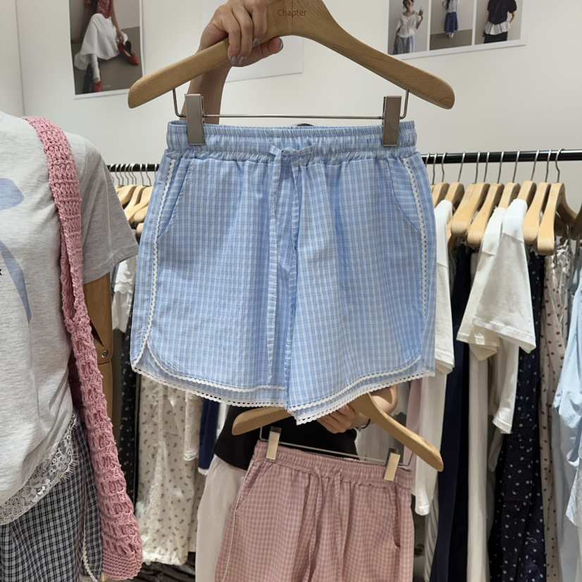 BY CHAPTER韓國㊣直郵東大門代購女裝新款25春夏熱賣短褲格紋Chapter短褲
