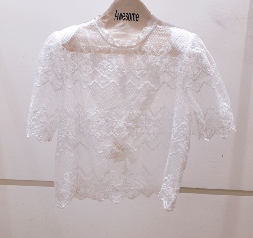 AWESOME-P直郵韓國代購㊣女裝新款熱賣25春夏時尚襯衫蕾絲衫AWESOME-P襯衫/蕾絲衫