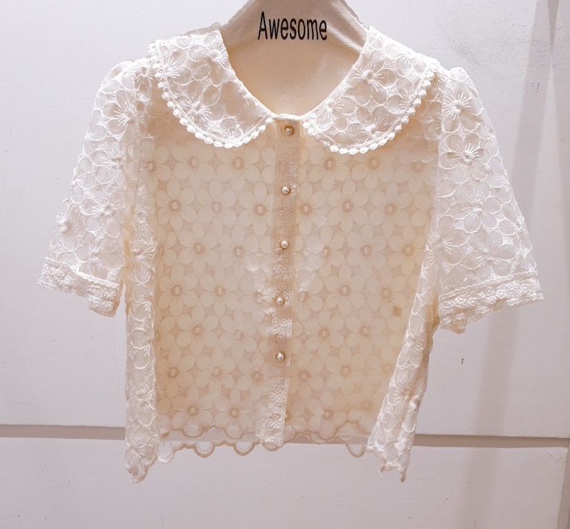 AWESOME-P韓國直郵㊣女裝新品休閑推薦25春夏時尚襯衫蕾絲衫AWESOME-P襯衫/蕾絲衫