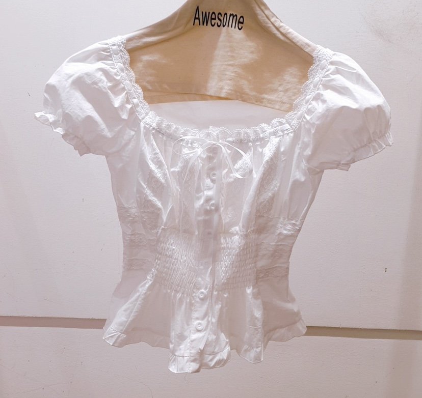 AWESOME-P東大門代購女士新款25春夏休閑熱賣真品襯衫蕾絲衫AWESOME-P襯衫/蕾絲衫