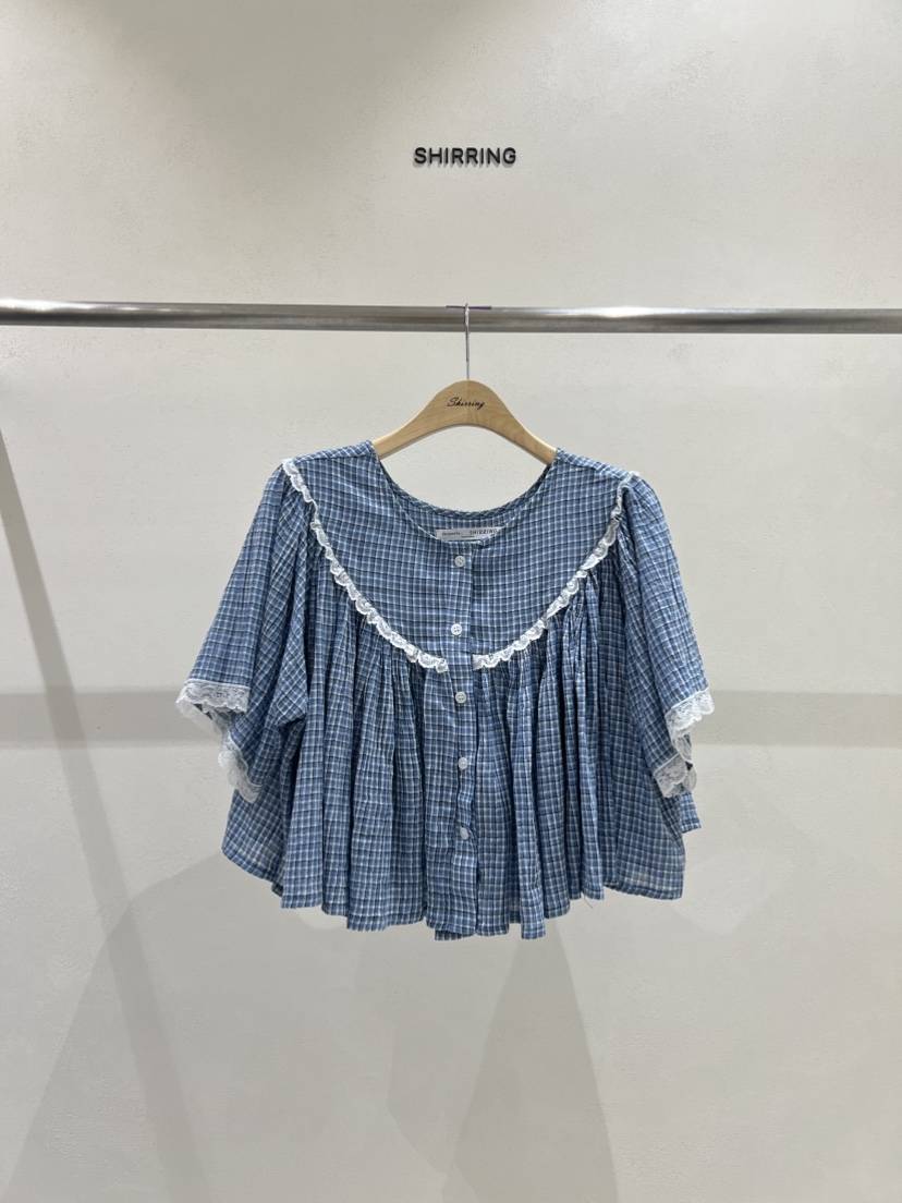 SHIRRING直郵韓國代購㊣女裝新品25春夏人氣休閑襯衫蕾絲衫SHIRRING襯衫/蕾絲衫