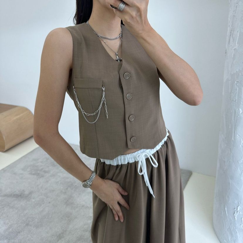 SOUIT直郵韓國代購㊣女裝新款推薦25春夏人氣休閑時尚熱賣馬甲SOUIT by mabel-L馬甲