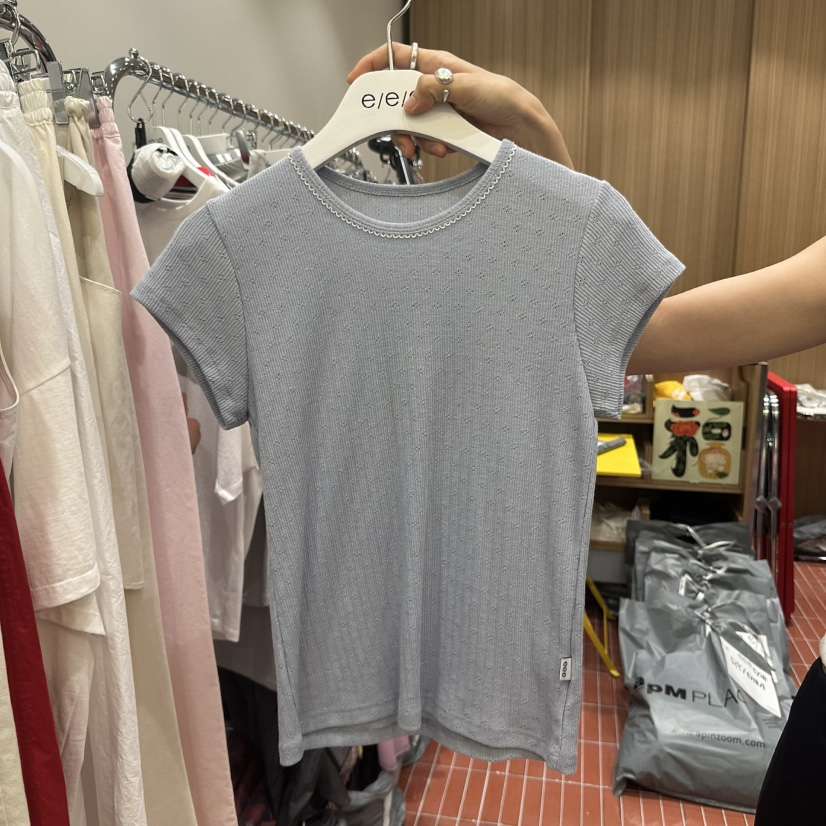 E/E/E韓國代購女士新品休閑推薦25春夏熱賣職業人氣真品T恤E/E/ET恤