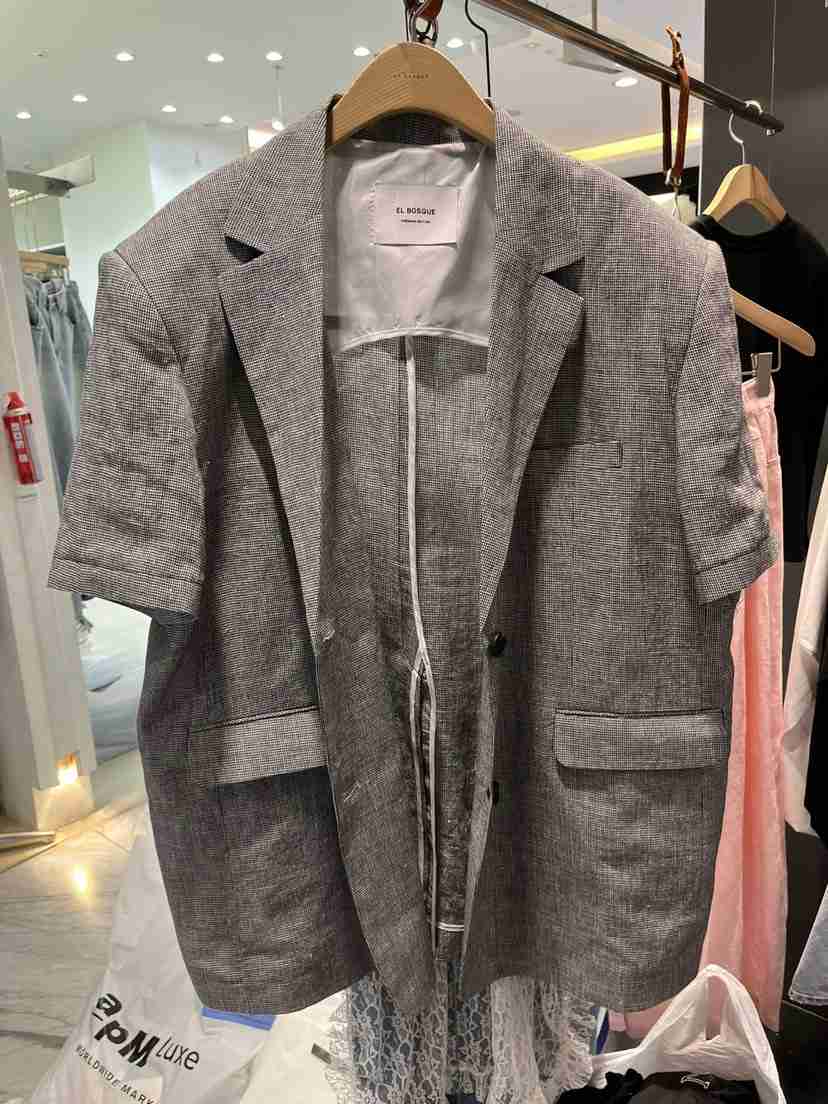 EL BOSQUE東大門實拍女裝新品25春夏職業人氣時尚夾克亞麻EL BOSQUE夾克