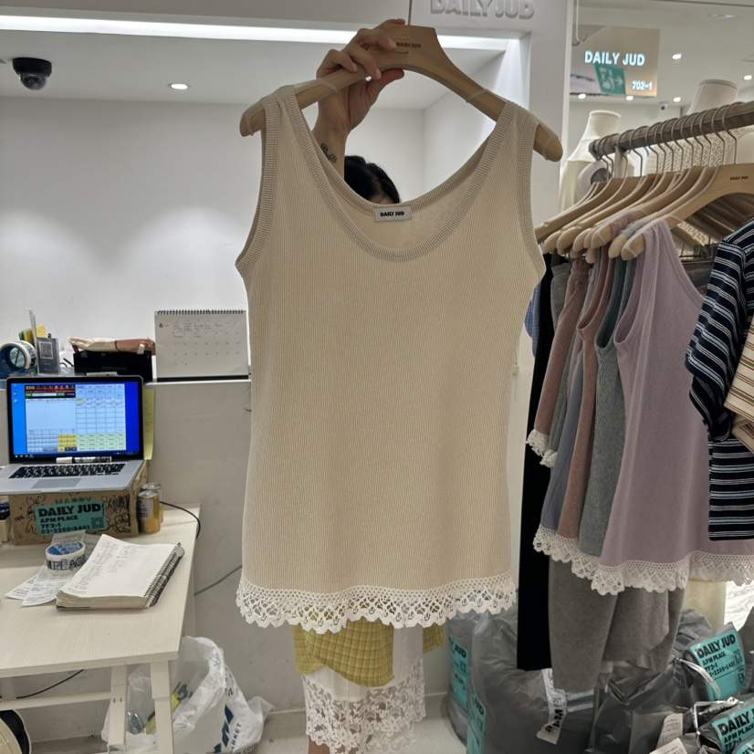 DAILYJUD東大門實拍女士新品熱賣真品時尚休閑吊帶背心蕾絲DAILY JUD吊帶/背心