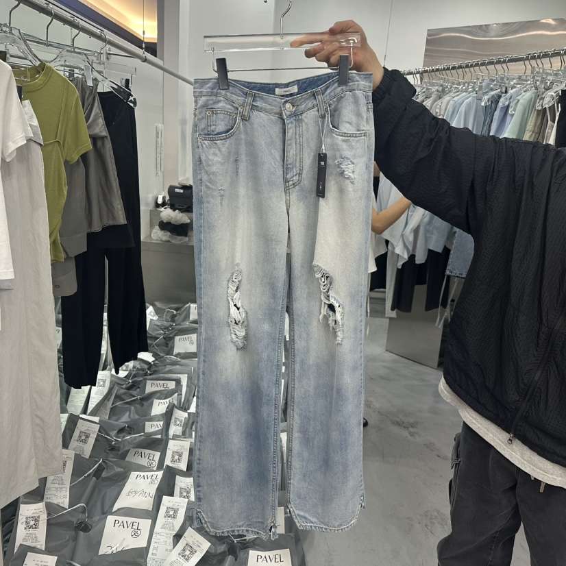 PAVEL東大門代購女裝新品時尚休閑職業牛仔褲水洗牛仔布復古PAVEL牛仔褲