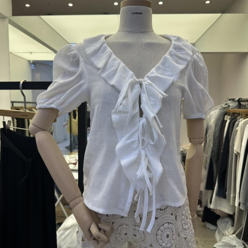 LCOMMA東大門代購女士新品職業熱賣真品時尚襯衫蕾絲衫荷葉邊LCOMMA襯衫/蕾絲衫