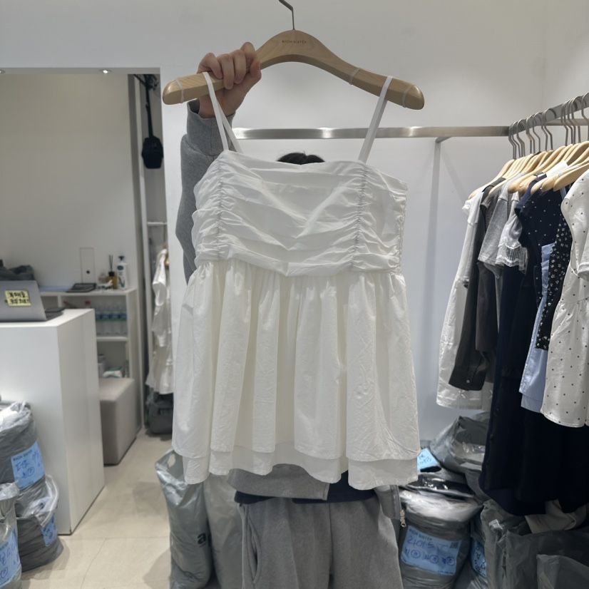 RICH SISTER韓國代購㊣女士新品人氣職業休閑吊帶背心褶皺RICH SISTER吊帶/背心