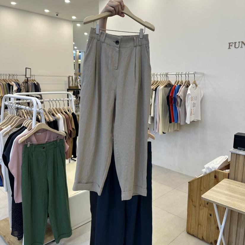 FUNNY POWDER東大門㊣代購女裝新品推薦休閑熱賣休閑褲亞麻THE FUNNY休閑褲