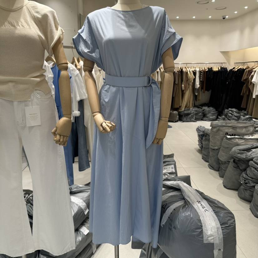 BLUEI-D東大門㊣實拍女士新品熱賣25春夏職業連衣裙含腰帶Blue i-d連衣裙