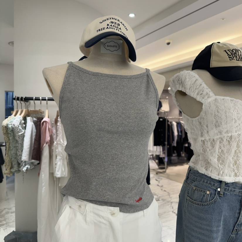 BAGUETTE東大門㊣實拍女士新品熱賣休閑25春夏吊帶背心刺繡BAGUETTE吊帶/背心