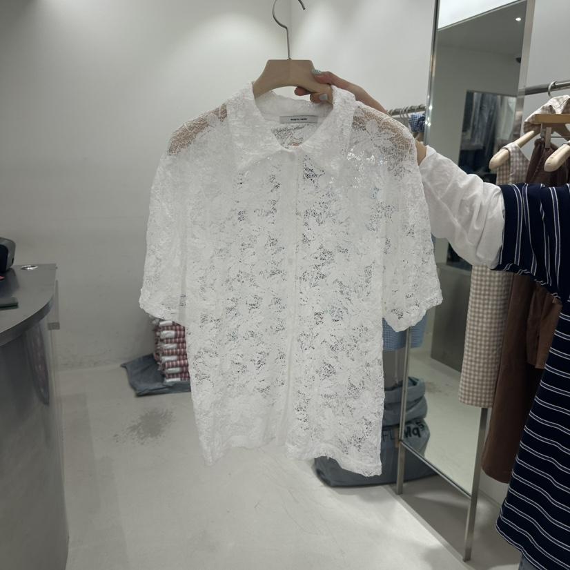 REPELLER韓國代購㊣女士新品25春夏休閑職業襯衫蕾絲衫蕾絲REPELLER襯衫/蕾絲衫