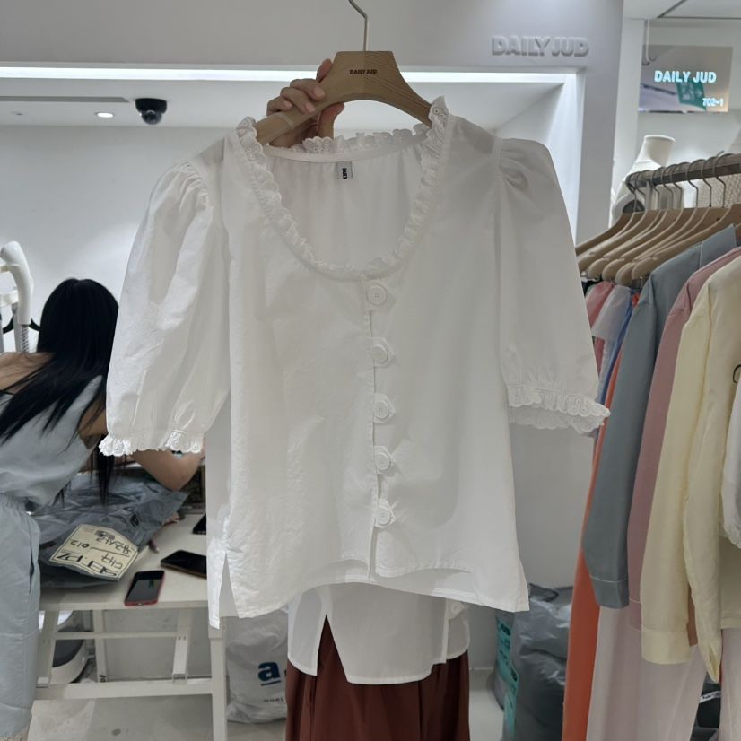 DAILYJUD東大門㊣實拍女裝新款休閑時尚推薦人氣襯衫蕾絲衫DAILY JUD襯衫/蕾絲衫