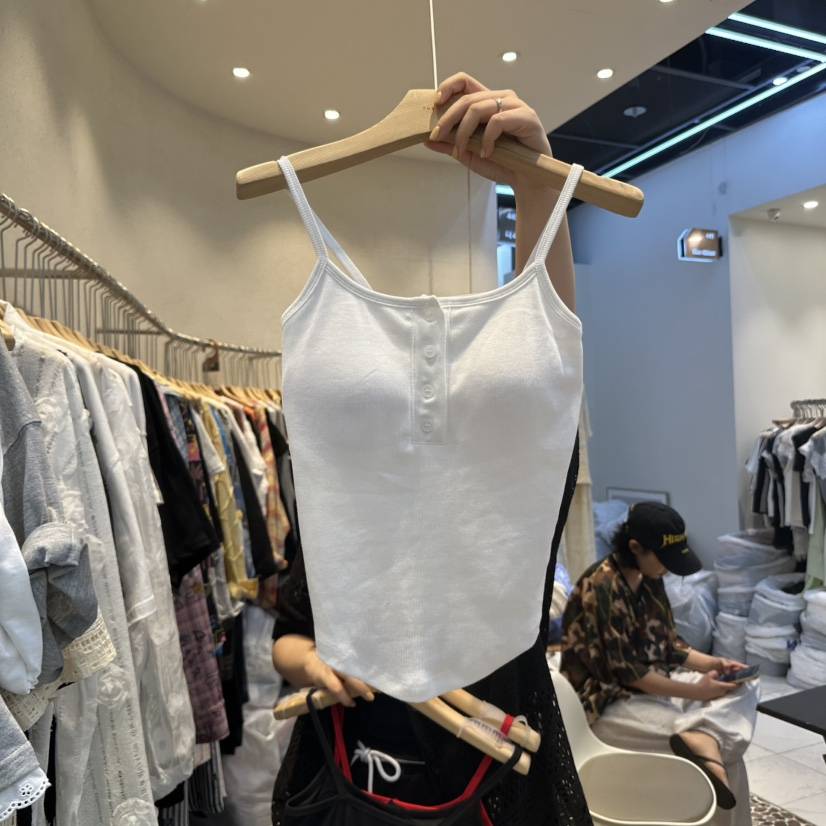 THE LINE-Q韓國代購㊣女士新品25春夏人氣吊帶背心短款蕾絲THE LINE-q吊帶/背心