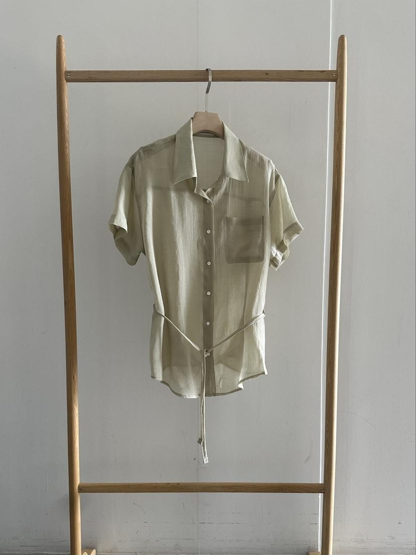 B_GARDER韓國代購㊣女裝新款推薦真品襯衫蕾絲衫含腰繩亞麻B.GARDER襯衫/蕾絲衫