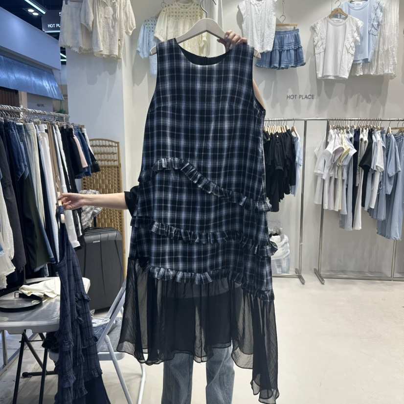 HOT PLACE東大門㊣直郵女士新款真品熱賣推薦連衣裙格紋長款HOT PLACE/DREAM GIRIS連衣裙