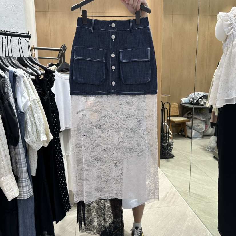 TRIPLE SEVEN東大門㊣代購女裝新品25春夏熱賣休閑長裙蕾絲TRIPLE SEVEN長裙