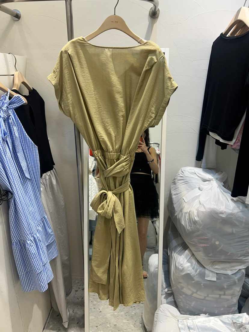 ROU.TINE東大門㊣代購女士新款時尚人氣真品連衣裙裹身裙亞麻ROU.TINE連衣裙