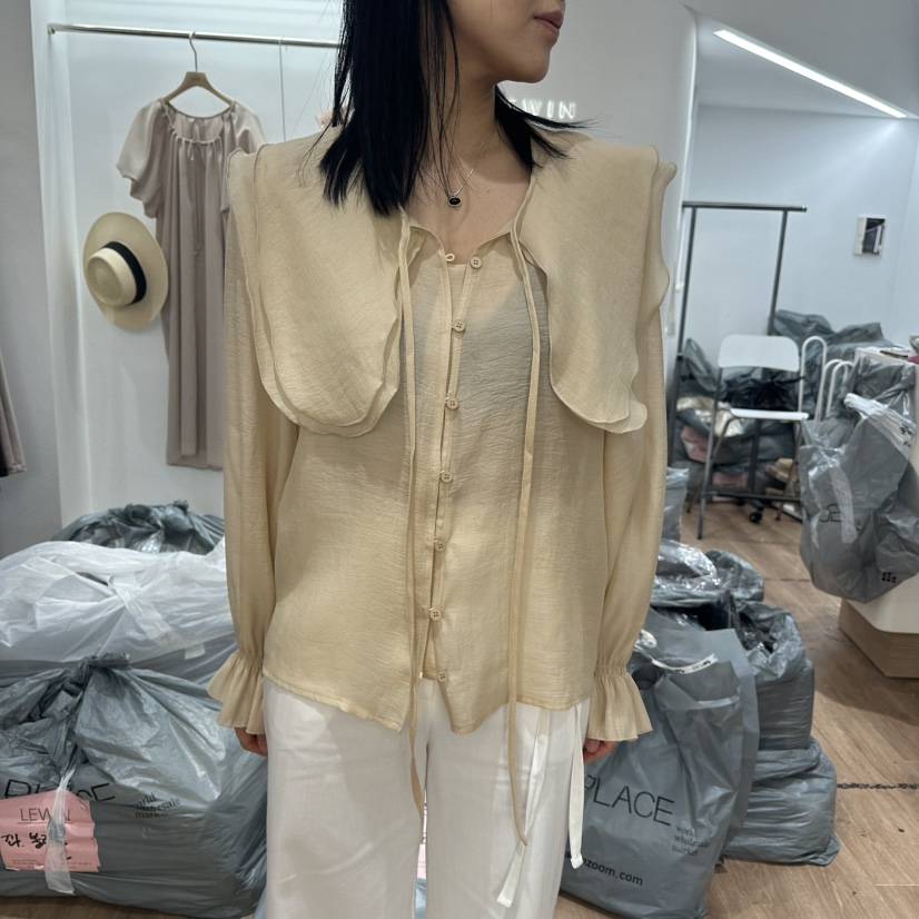 LEWIN韓國代購㊣女裝新品推薦真品時尚25春夏襯衫蕾絲衫天絲LEWIN襯衫/蕾絲衫