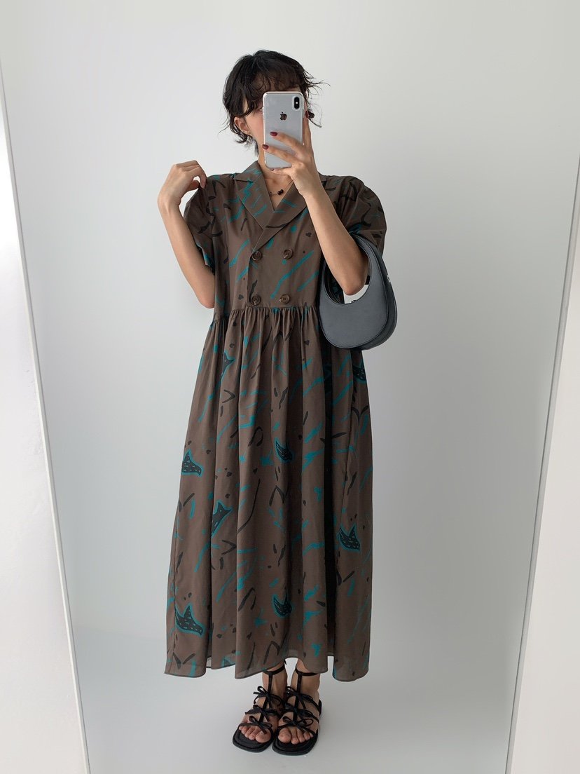ANGLOG BEIGE東大門㊣實拍女士新品25春夏時尚連衣裙棉質雙層ANGLOG BEIGE連衣裙