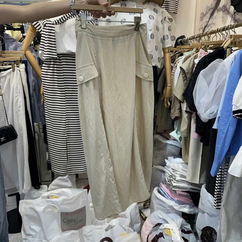 BUTTU東大門㊣實拍女士新品25春夏時尚休閑人氣熱賣長裙口袋10 O CLOCK/Buttu長裙