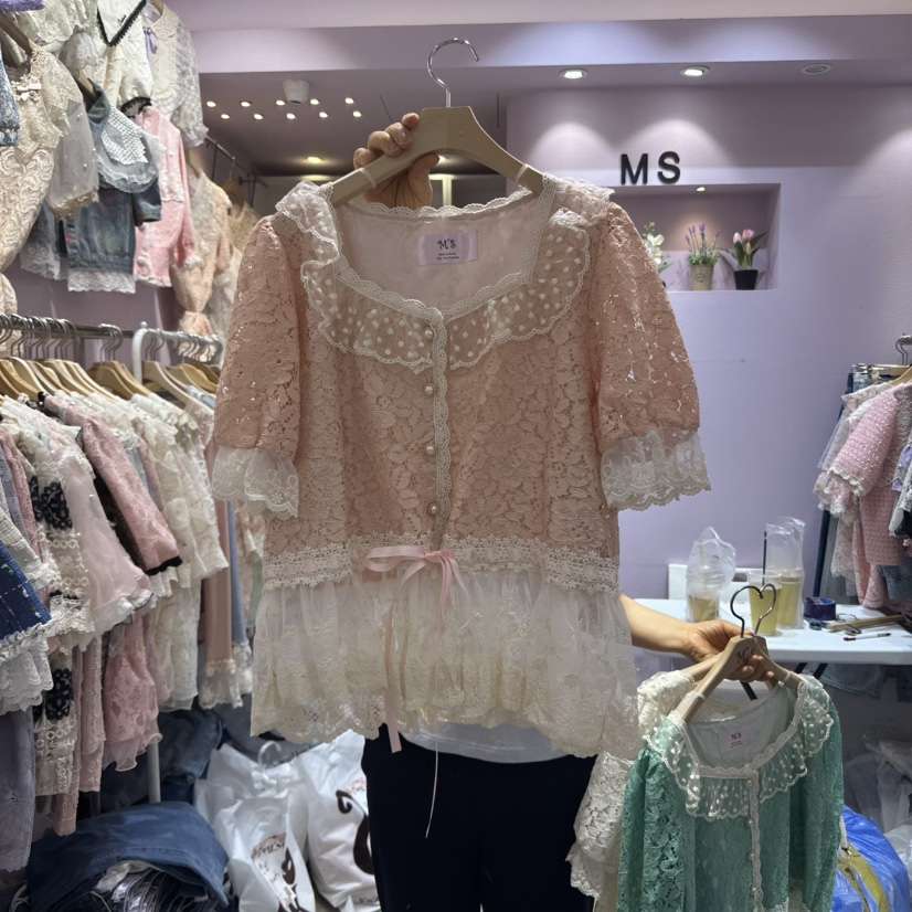 MS東大門㊣實拍女士新品真品推薦休閑時尚25春夏襯衫蕾絲衫MS襯衫/蕾絲衫