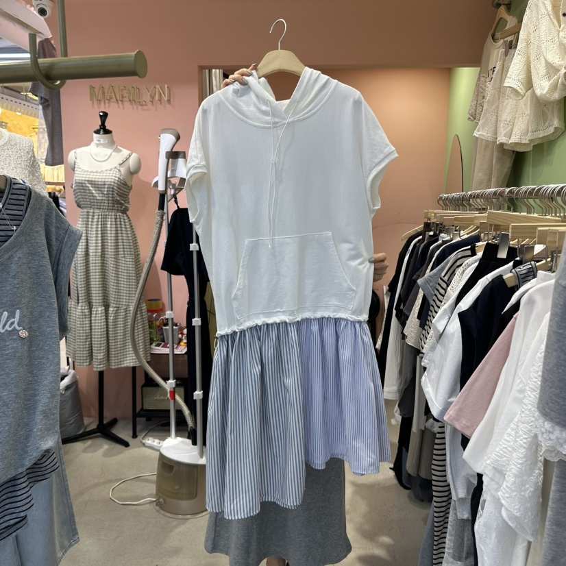 MARILYN韓國直郵㊣女士新品休閑推薦25春夏真品熱賣連衣裙兜帽MARILYN連衣裙