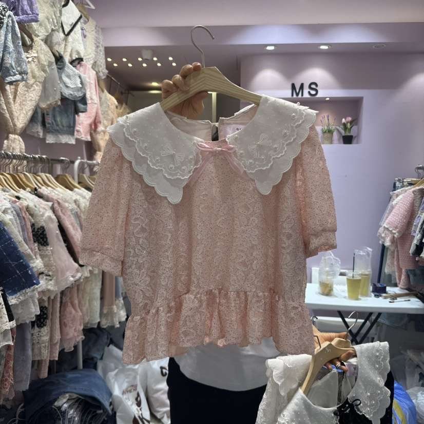 MS東大門㊣代購女裝新款熱賣時尚25春夏真品推薦襯衫蕾絲衫MS襯衫/蕾絲衫