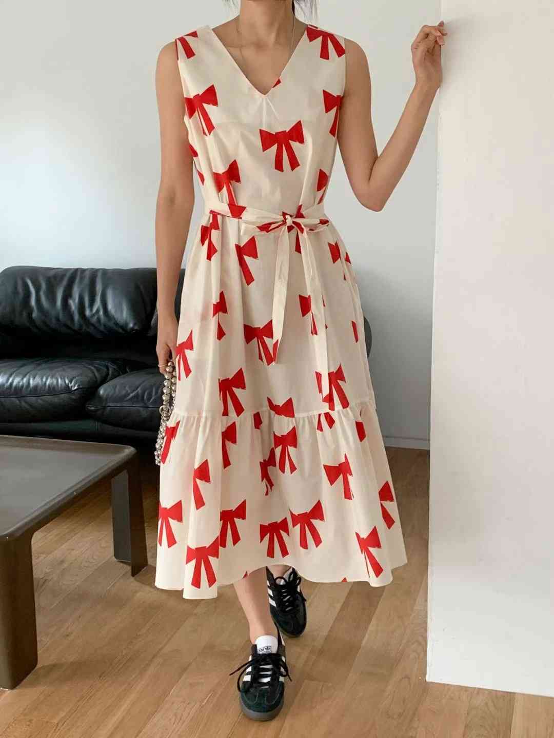 STYLE LOUNGE東大門㊣實拍女士新款25春夏時尚連衣裙蝴蝶結STYLE LOUNGE連衣裙