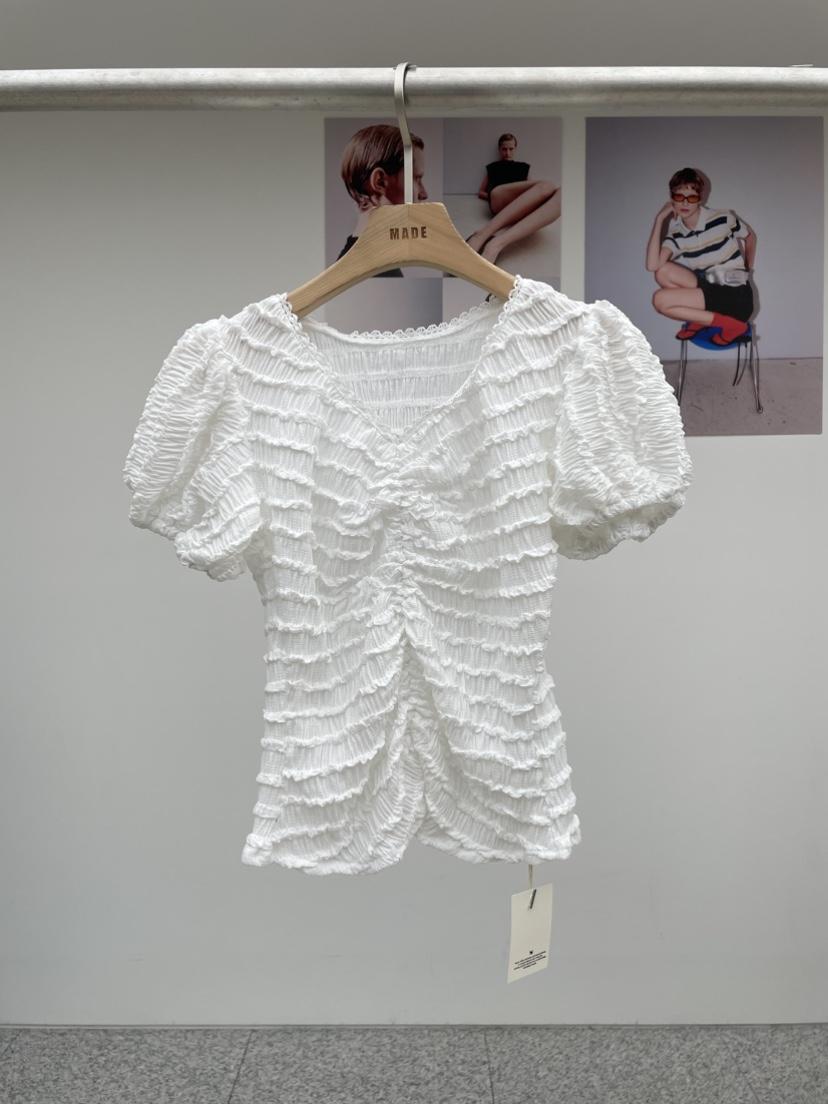 MADE-P韓國直郵㊣女裝新品休閑時尚人氣真品襯衫蕾絲衫褶皺MADE-P襯衫/蕾絲衫