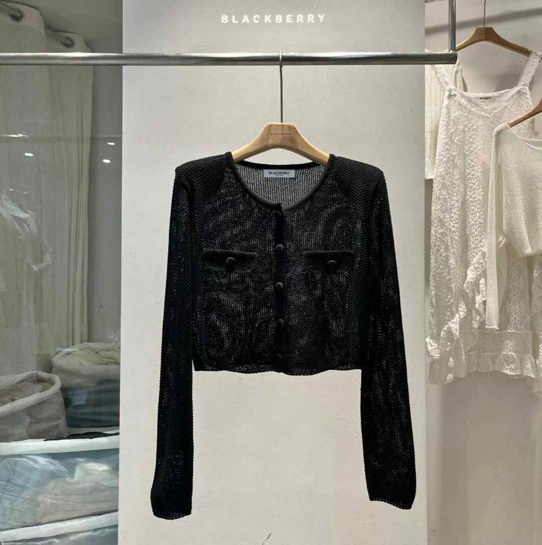 BLACKBERRY東大門㊣直郵女士新品25春夏推薦休閑針織衫口袋BLACKBERRY針織衫