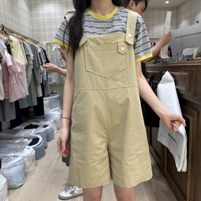 OURMOMENT韓國代購㊣女裝新品職業熱賣25春夏休閑連體褲工裝褲OURMOMENT連體褲