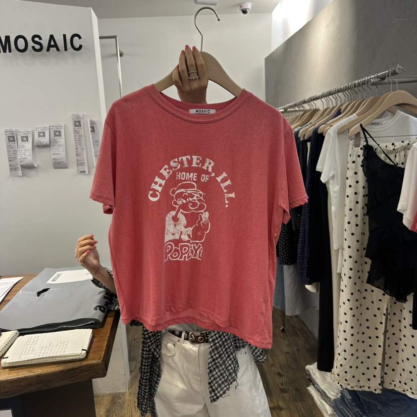 MOSAIC韓國直郵㊣女士新品25春夏休閑熱賣時尚推薦T恤大力水手MOSAICT恤