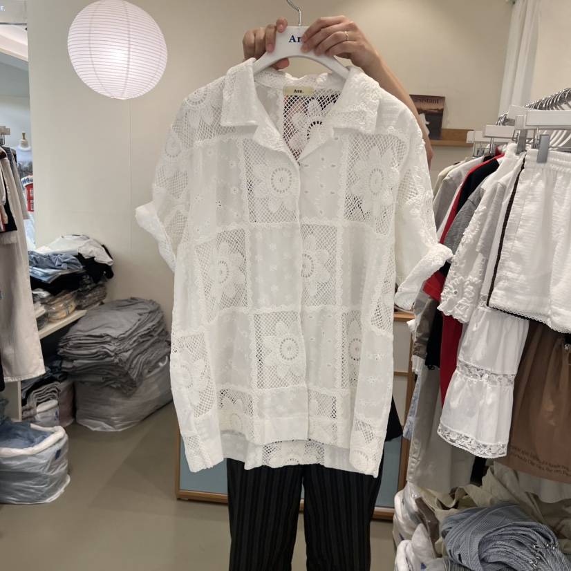 ARE韓國代購㊣女裝新品人氣真品時尚休閑推薦職業襯衫蕾絲衫ARE YOU/ARE襯衫/蕾絲衫