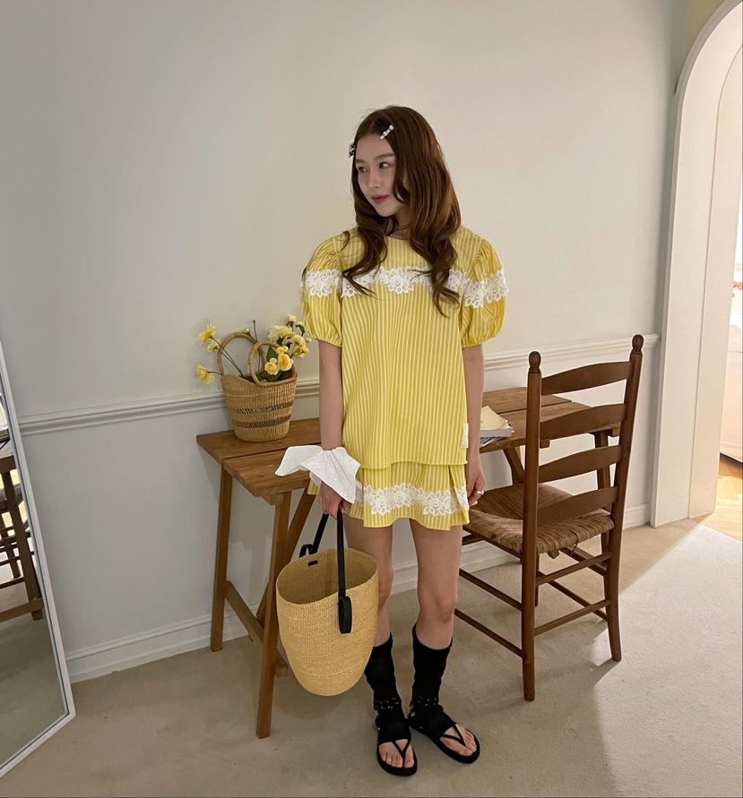 BOUTIQUE-L韓國代購㊣女士新品熱賣職業25春夏推薦襯衫蕾絲衫BOUTIQUE-L襯衫/蕾絲衫