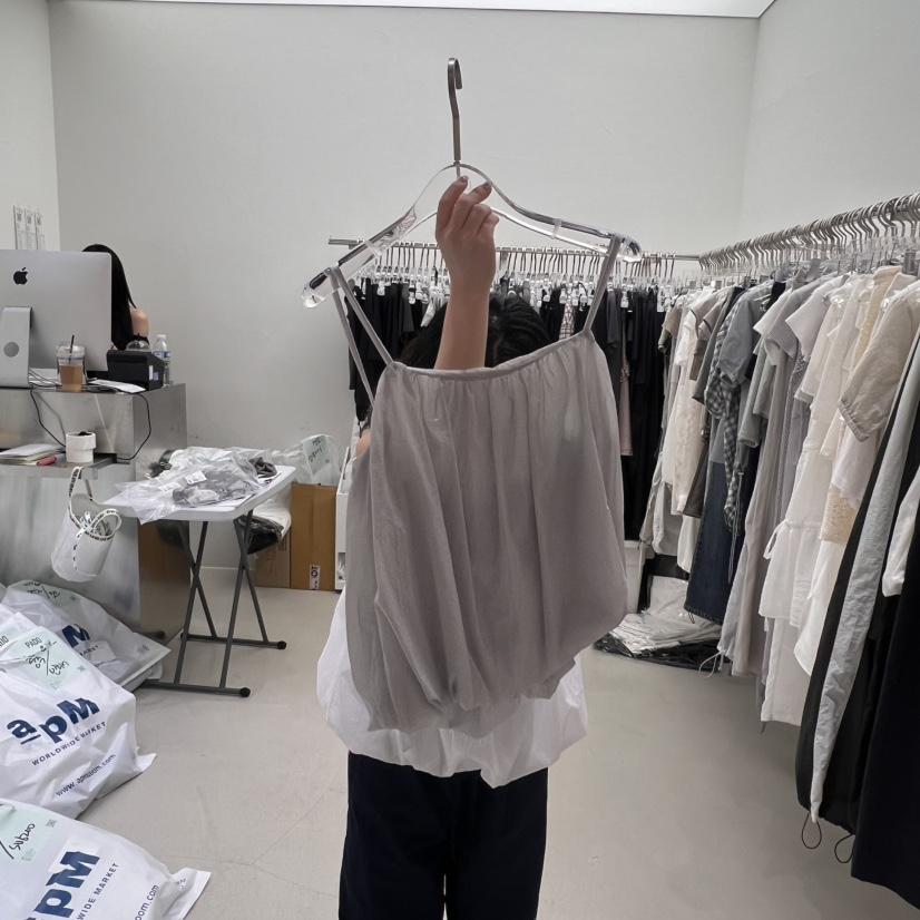 PADO韓國直郵㊣女裝新品推薦人氣休閑真品時尚吊帶背心褶皺PADO吊帶/背心