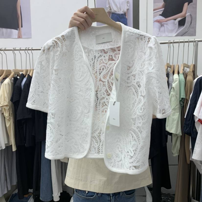 MOI-A韓國直郵㊣女裝新品推薦真品25春夏熱賣夾克短款蕾絲MOI-A夾克