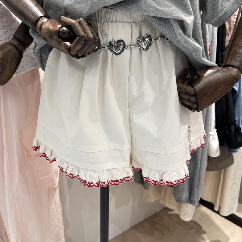 LOVE PULL韓國直郵㊣女裝新品職業人氣休閑短褲荷葉邊蝴蝶結LOVE PULL短褲