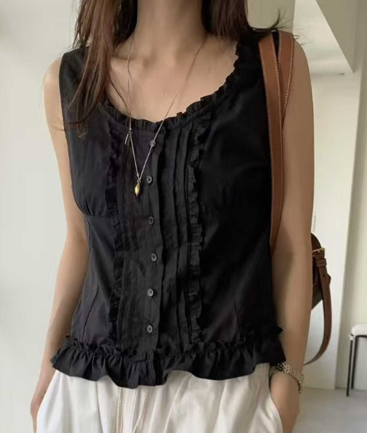 WELL ROW-T東大門㊣實拍女裝新品真品人氣推薦休閑吊帶背心WELL ROW-T吊帶/背心