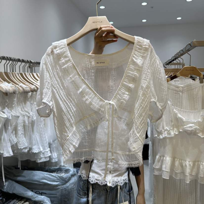 RE STYLE-Q東大門㊣直郵女裝新品時尚推薦襯衫蕾絲衫天絲RE STYLE襯衫/蕾絲衫