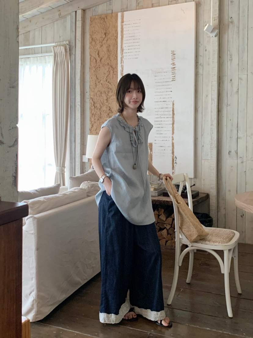 HER韓國代購㊣女裝新款25春夏推薦真品熱賣職業休閑襯衫蕾絲衫HER襯衫/蕾絲衫