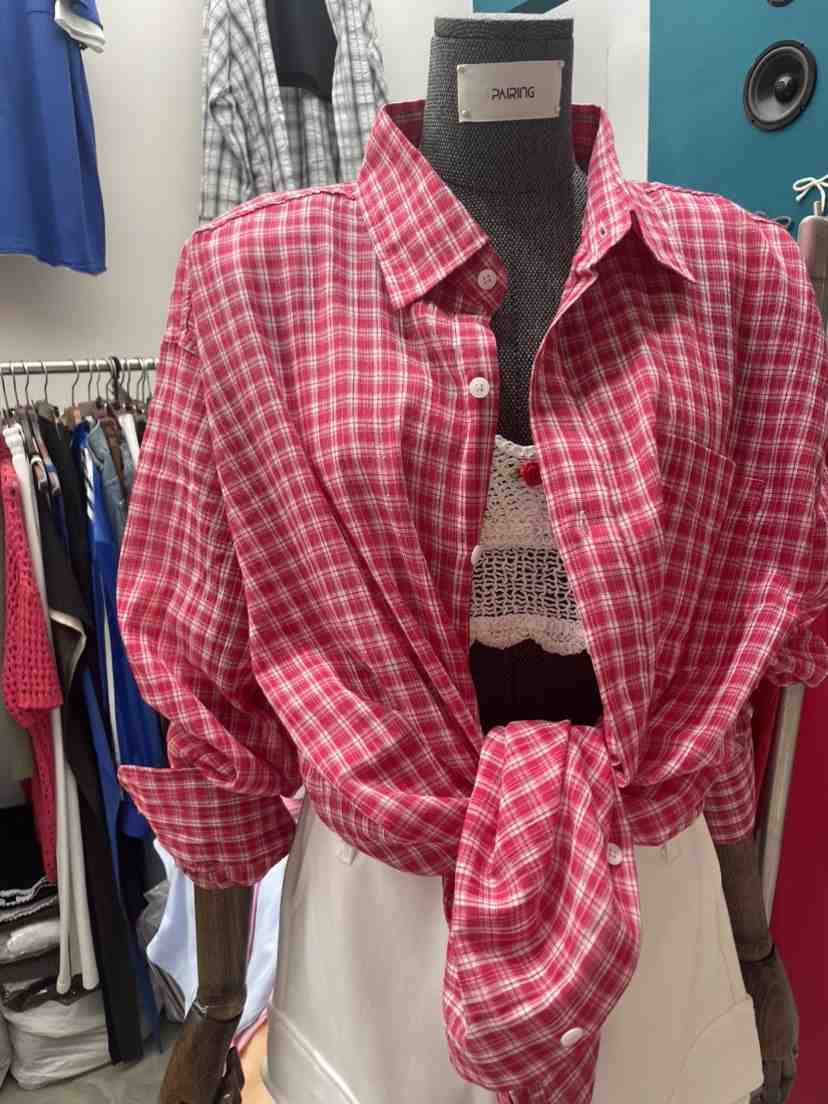 PAIRING東大門㊣代購女裝新品時尚職業人氣推薦襯衫蕾絲衫格紋PAIRING襯衫/蕾絲衫