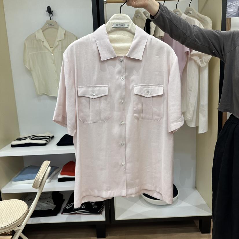 MUYBIEN韓國代購㊣女裝新品25春夏熱賣職業推薦襯衫蕾絲衫口袋MUYBIEN襯衫/蕾絲衫