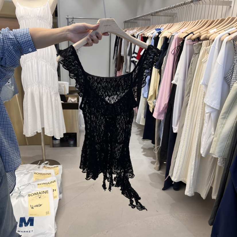 ROMAINE東大門㊣直郵女裝新款時尚真品25春夏職業吊帶背心蕾絲ROMAINE吊帶/背心