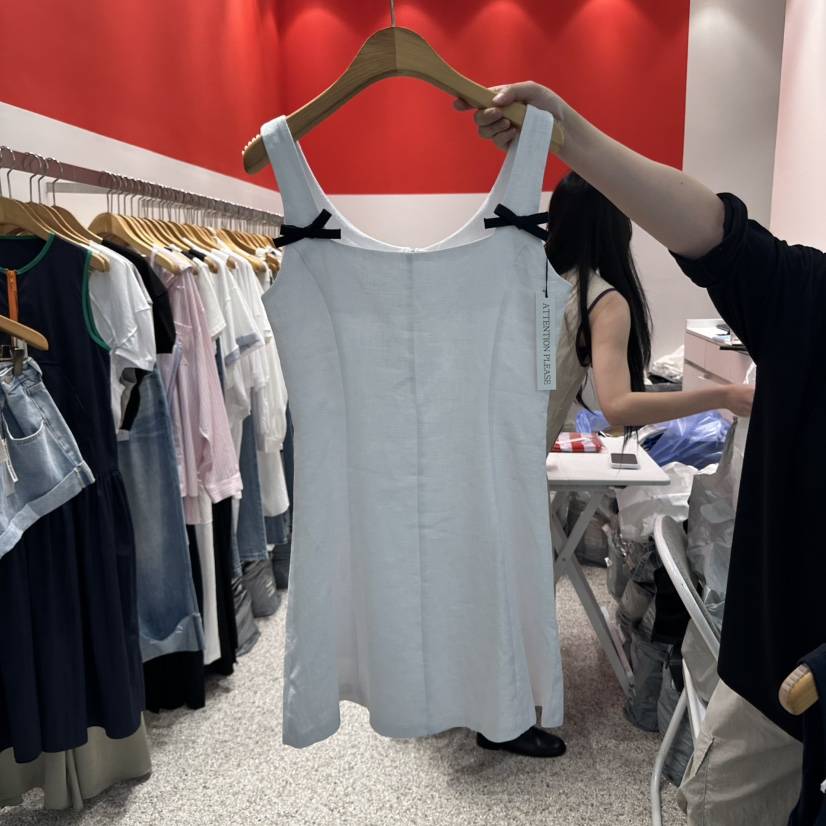 ATPZ韓國直郵㊣女裝新品人氣推薦真品25春夏職業連衣裙亞麻ATTENTION PLEAES連衣裙