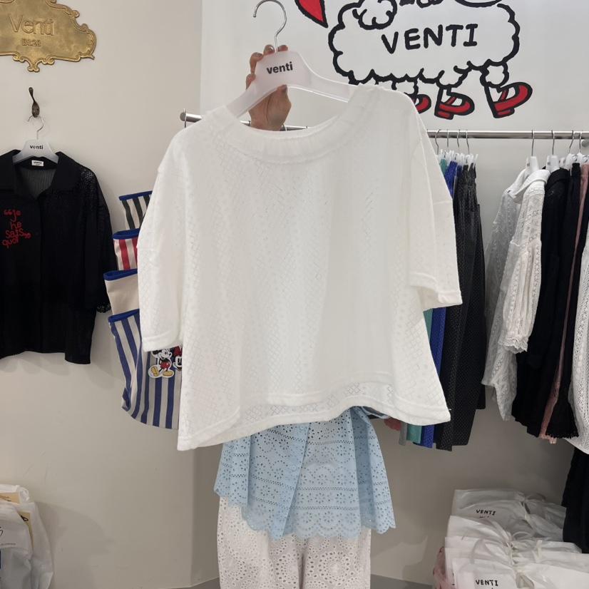 VENTI韓國直郵㊣女士新款熱賣人氣職業休閑時尚推薦T恤蕾絲VENTIT恤